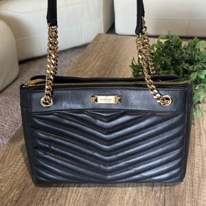 Michael Kors Black and Gold Quilted Shoulder Bag